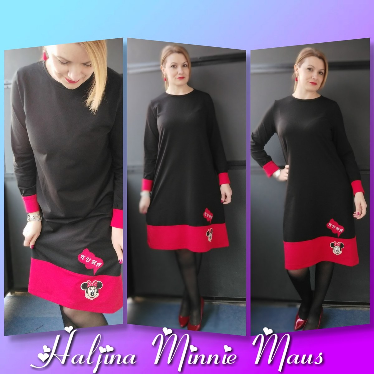 Haljina Minnie Maus — crna s crvenim