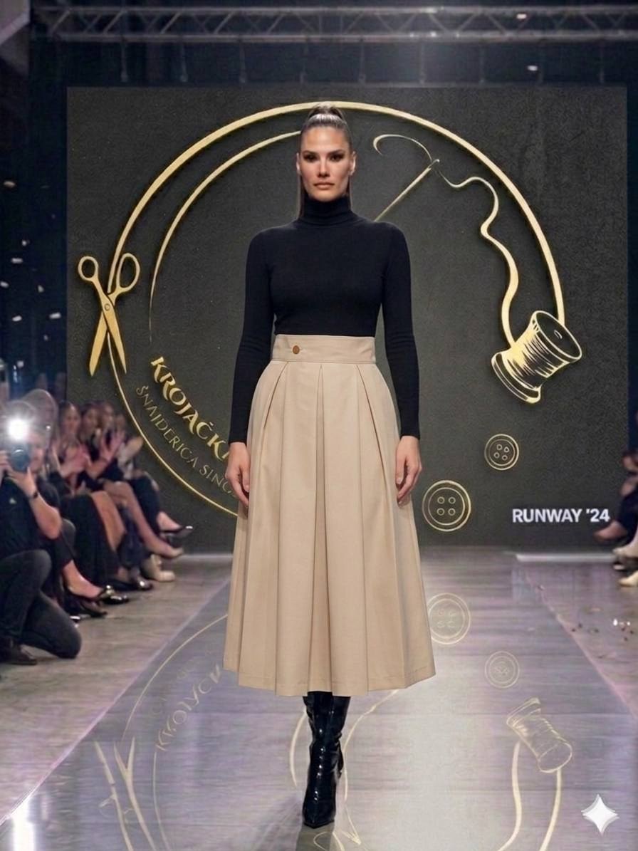 Bež plisirana suknja — Runway '24