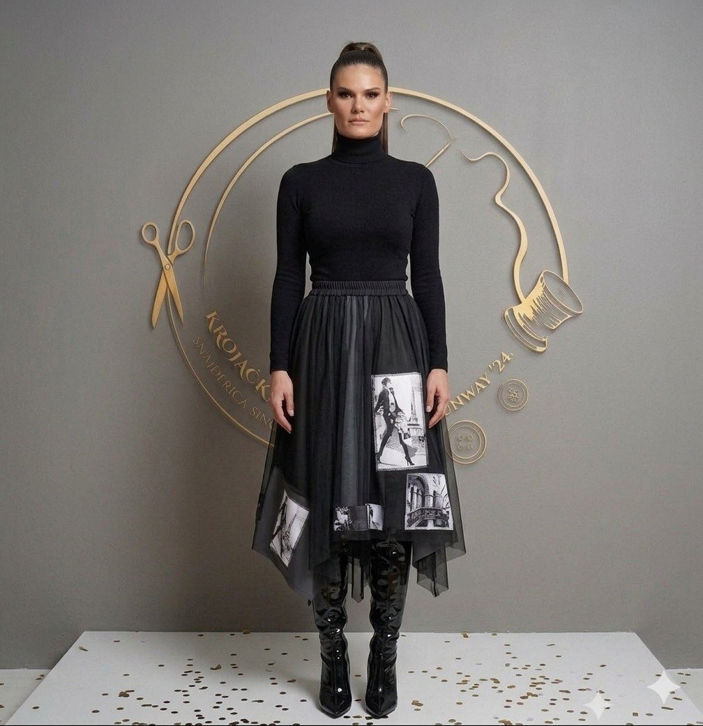 Tul suknja s vintage fotografijama — Runway '24